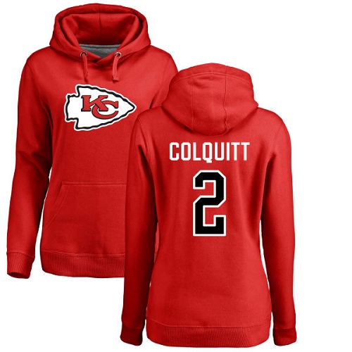 NFL Women's Nike Kansas City Chiefs #2 Dustin Colquitt Red Name & Number Logo Pullover Hoodie
