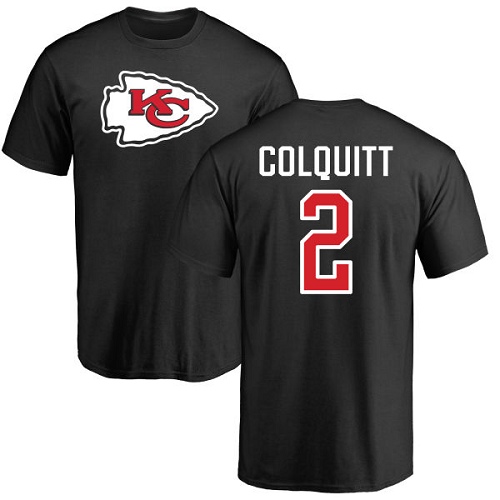NFL Nike Kansas City Chiefs #2 Dustin Colquitt Black Name & Number Logo T-Shirt