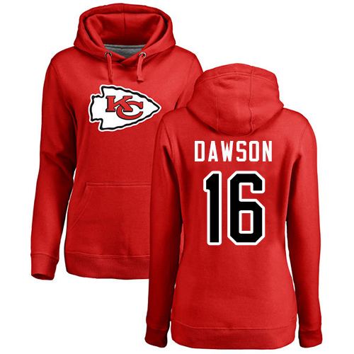 NFL Women's Nike Kansas City Chiefs #16 Len Dawson Red Name & Number Logo Pullover Hoodie