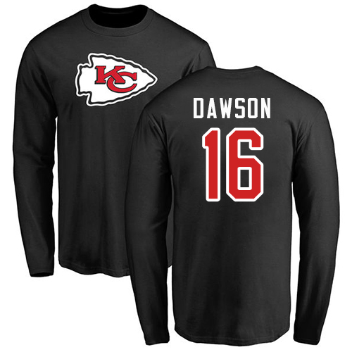 NFL Nike Kansas City Chiefs #16 Len Dawson Black Name & Number Logo Long Sleeve T-Shirt