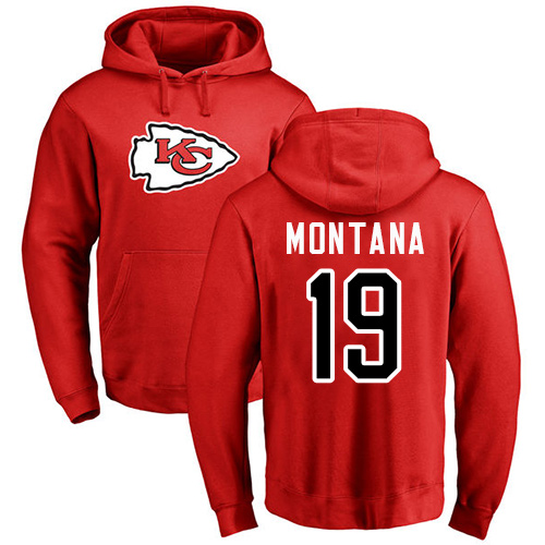 NFL Nike Kansas City Chiefs #19 Joe Montana Red Name & Number Logo Pullover Hoodie