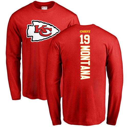 NFL Nike Kansas City Chiefs #19 Joe Montana Red Backer Long Sleeve T-Shirt