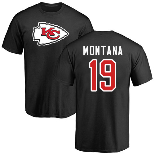 NFL Nike Kansas City Chiefs #19 Joe Montana Black Name & Number Logo T-Shirt