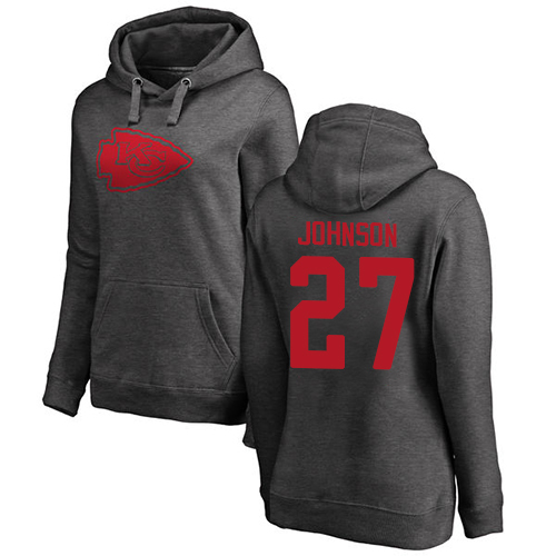 NFL Women's Nike Kansas City Chiefs #27 Larry Johnson Ash One Color Pullover Hoodie