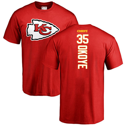 NFL Nike Kansas City Chiefs #35 Christian Okoye Red Backer T-Shirt