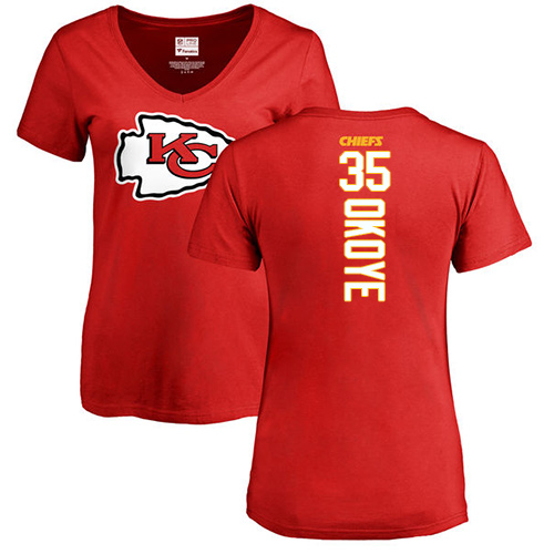 NFL Women's Nike Kansas City Chiefs #35 Christian Okoye Red Backer T-Shirt