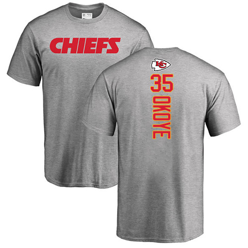 NFL Nike Kansas City Chiefs #35 Christian Okoye Ash Backer T-Shirt
