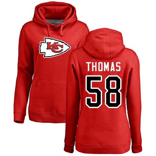 NFL Women's Nike Kansas City Chiefs #58 Derrick Thomas Red Name & Number Logo Pullover Hoodie