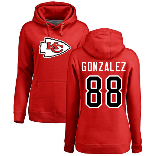 NFL Women's Nike Kansas City Chiefs #88 Tony Gonzalez Red Name & Number Logo Pullover Hoodie
