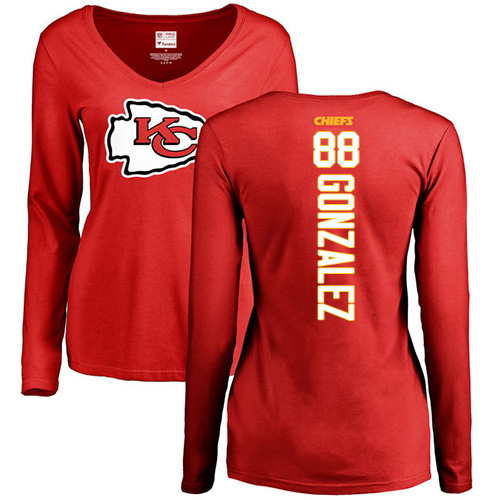NFL Women's Nike Kansas City Chiefs #88 Tony Gonzalez Red Backer Slim Fit Long Sleeve T-Shirt