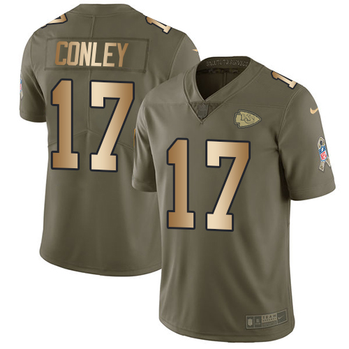 Men's Nike Kansas City Chiefs #17 Chris Conley Limited Olive/Gold 2017 Salute to Service NFL Jersey