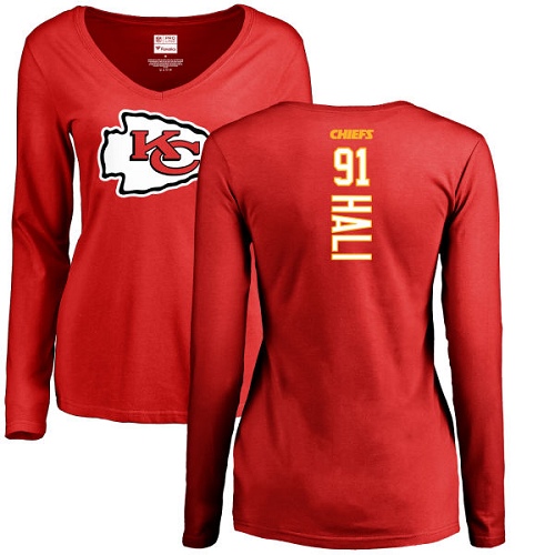 NFL Women's Nike Kansas City Chiefs #91 Tamba Hali Red Backer Slim Fit Long Sleeve T-Shirt