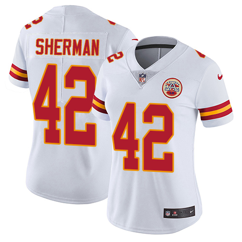 Women's Nike Kansas City Chiefs #42 Anthony Sherman White Vapor Untouchable Elite Player NFL Jersey
