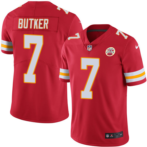 Men's Nike Kansas City Chiefs #7 Harrison Butker Red Team Color Vapor Untouchable Limited Player NFL Jersey