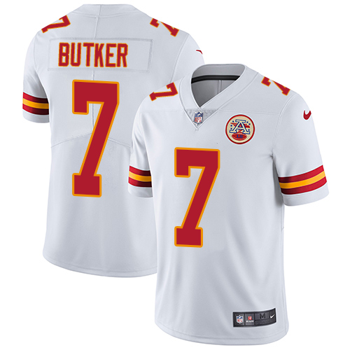 Men's Nike Kansas City Chiefs #7 Harrison Butker White Vapor Untouchable Limited Player NFL Jersey
