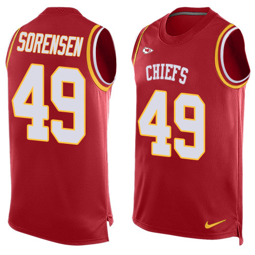 Men's Nike Kansas City Chiefs #49 Daniel Sorensen Limited Red Player Name & Number Tank Top NFL Jersey