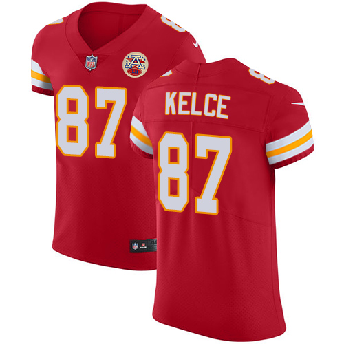 Men's Nike Kansas City Chiefs #87 Travis Kelce Red Team Color Vapor Untouchable Elite Player NFL Jersey