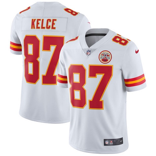 Men's Nike Kansas City Chiefs #87 Travis Kelce White Vapor Untouchable Limited Player NFL Jersey