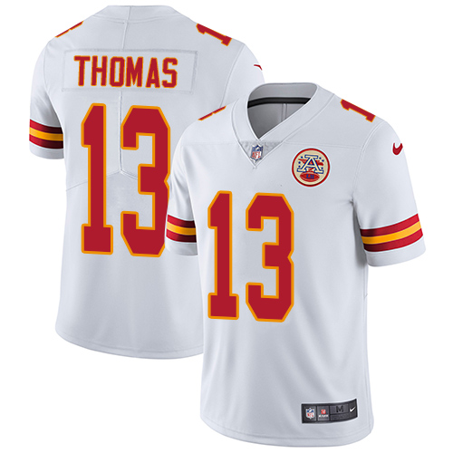 Men's Nike Kansas City Chiefs #13 De'Anthony Thomas White Vapor Untouchable Limited Player NFL Jersey