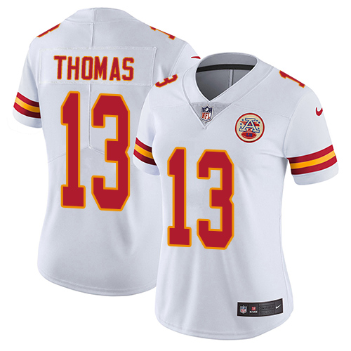 Women's Nike Kansas City Chiefs #13 De'Anthony Thomas White Vapor Untouchable Elite Player NFL Jersey