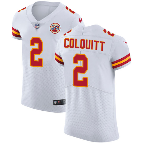 Men's Nike Kansas City Chiefs #2 Dustin Colquitt White Vapor Untouchable Elite Player NFL Jersey
