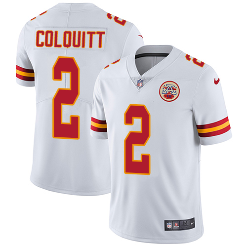Men's Nike Kansas City Chiefs #2 Dustin Colquitt White Vapor Untouchable Limited Player NFL Jersey