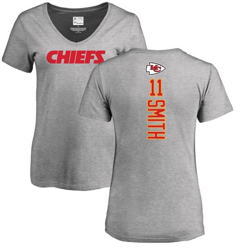 NFL Women's Nike Kansas City Chiefs #11 Alex Smith Ash Backer V-Neck T-Shirt