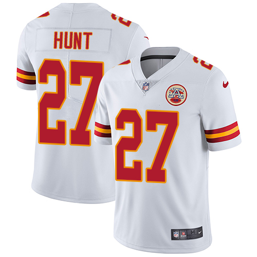 Men's Nike Kansas City Chiefs #27 Kareem Hunt White Vapor Untouchable Limited Player NFL Jersey