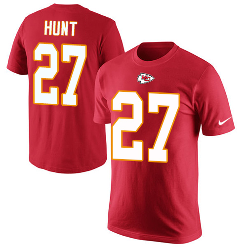NFL Men's Nike Kansas City Chiefs #27 Kareem Hunt Red Rush Pride Name & Number T-Shirt