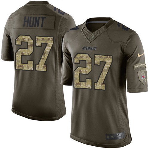 Men's Nike Kansas City Chiefs #27 Kareem Hunt Limited Green Salute to Service NFL Jersey