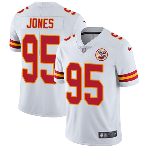 Men's Nike Kansas City Chiefs #95 Chris Jones White Vapor Untouchable Limited Player NFL Jersey