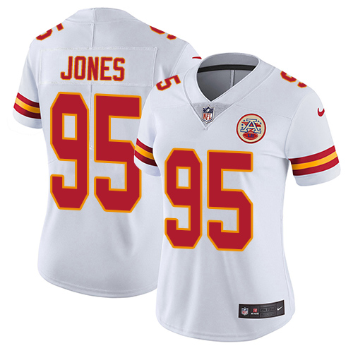 Women's Nike Kansas City Chiefs #95 Chris Jones White Vapor Untouchable Elite Player NFL Jersey