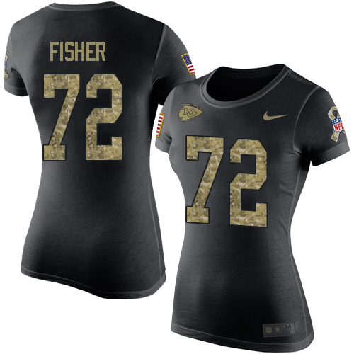 NFL Women's Nike Kansas City Chiefs #72 Eric Fisher Black Camo Salute to Service T-Shirt