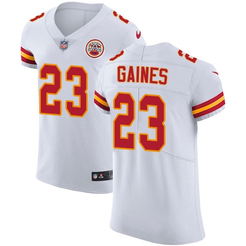 Men's Nike Kansas City Chiefs #23 Phillip Gaines White Vapor Untouchable Elite Player NFL Jersey
