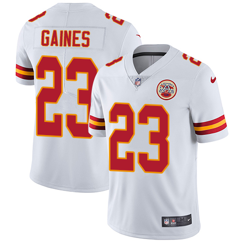 Men's Nike Kansas City Chiefs #23 Phillip Gaines White Vapor Untouchable Limited Player NFL Jersey