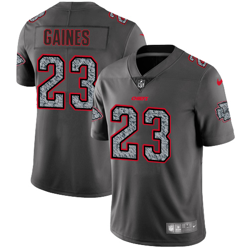 Men's Nike Kansas City Chiefs #23 Phillip Gaines Gray Static Vapor Untouchable Limited NFL Jersey