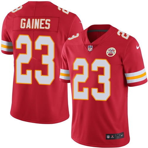 Youth Nike Kansas City Chiefs #23 Phillip Gaines Red Team Color Vapor Untouchable Limited Player NFL Jersey
