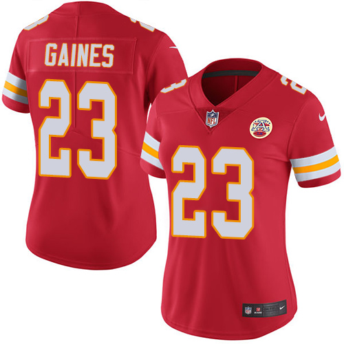 Women's Nike Kansas City Chiefs #23 Phillip Gaines Red Team Color Vapor Untouchable Limited Player NFL Jersey