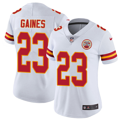 Women's Nike Kansas City Chiefs #23 Phillip Gaines White Vapor Untouchable Elite Player NFL Jersey