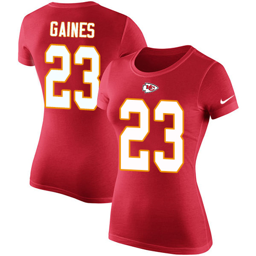 NFL Women's Nike Kansas City Chiefs #23 Phillip Gaines Red Rush Pride Name & Number T-Shirt