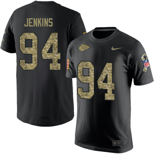 NFL Men's Nike Kansas City Chiefs #94 Jarvis Jenkins Black Camo Salute to Service T-Shirt