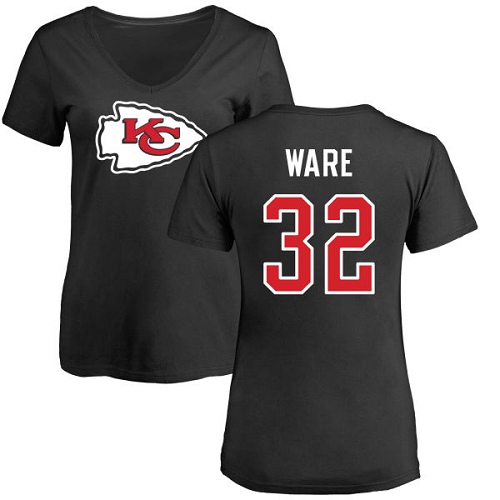 NFL Women's Nike Kansas City Chiefs #32 Spencer Ware Black Name & Number Logo Slim Fit T-Shirt