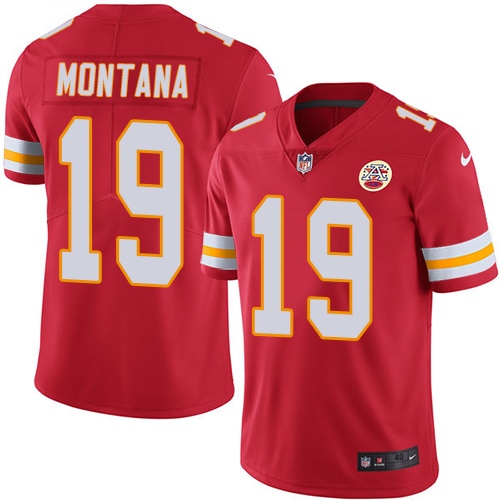 Men's Nike Kansas City Chiefs #19 Joe Montana Red Team Color Vapor Untouchable Limited Player NFL Jersey
