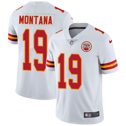 Men's Nike Kansas City Chiefs #19 Joe Montana White Vapor Untouchable Limited Player NFL Jersey