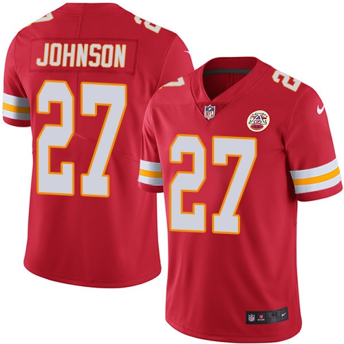 Men's Nike Kansas City Chiefs #27 Larry Johnson Red Team Color Vapor Untouchable Limited Player NFL Jersey