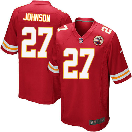 Men's Nike Kansas City Chiefs #27 Larry Johnson Game Red Team Color NFL Jersey