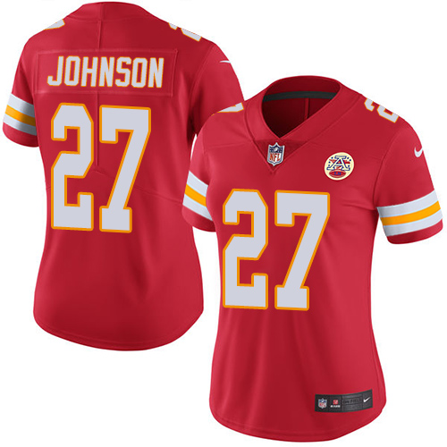 Women's Nike Kansas City Chiefs #27 Larry Johnson Red Team Color Vapor Untouchable Limited Player NFL Jersey