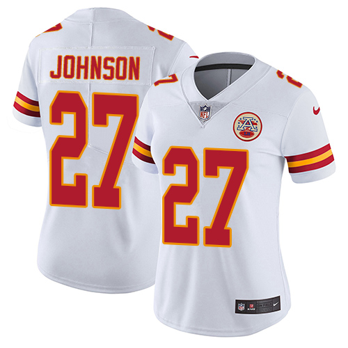 Women's Nike Kansas City Chiefs #27 Larry Johnson White Vapor Untouchable Limited Player NFL Jersey