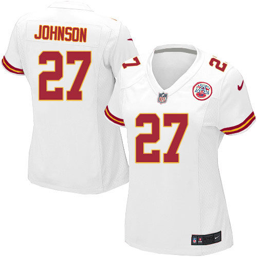 Women's Nike Kansas City Chiefs #27 Larry Johnson Game White NFL Jersey