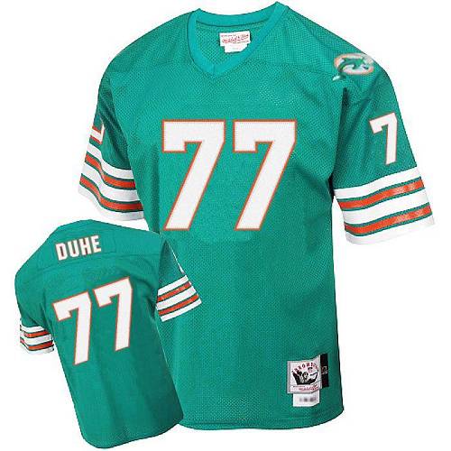 Mitchell and Ness Miami Dolphins #77 Adam Joseph Duhe Aqua Green Team Color Authentic Throwback NFL Jersey